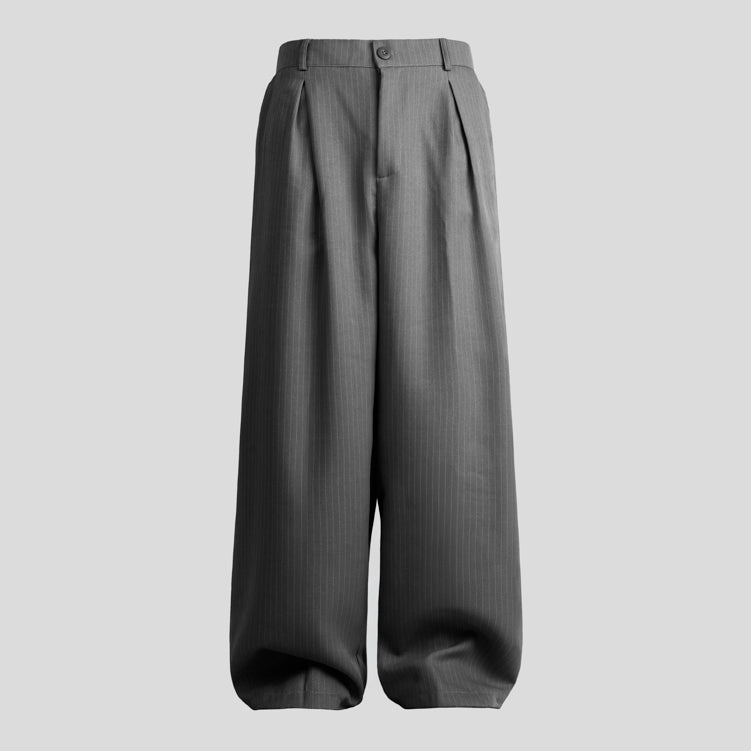 HIERARCHY STUDIOS Unruled - Stripes Dark Grey Tuck Trousers