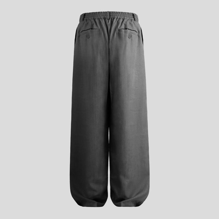 HIERARCHY STUDIOS Unruled - Stripes Dark Grey Tuck Trousers