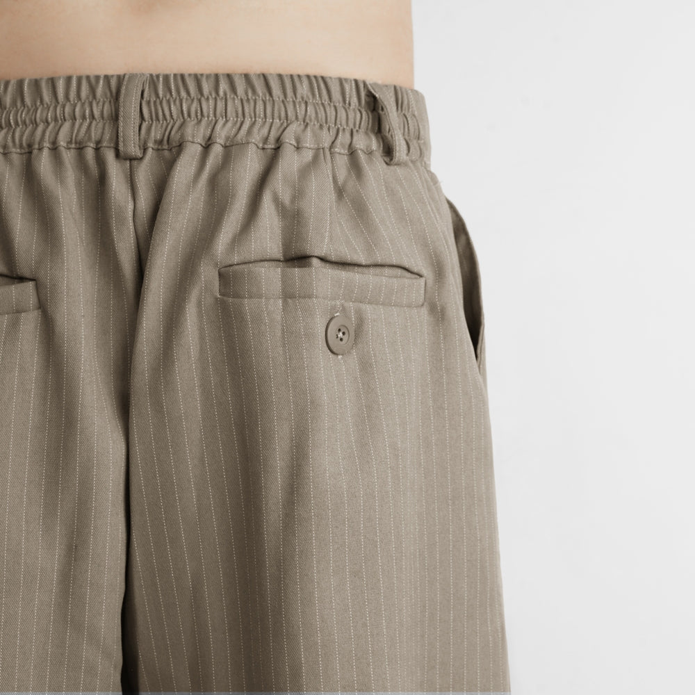 HIERARCHY STUDIOS Unruled - Stripes Mocca Tuck Trousers