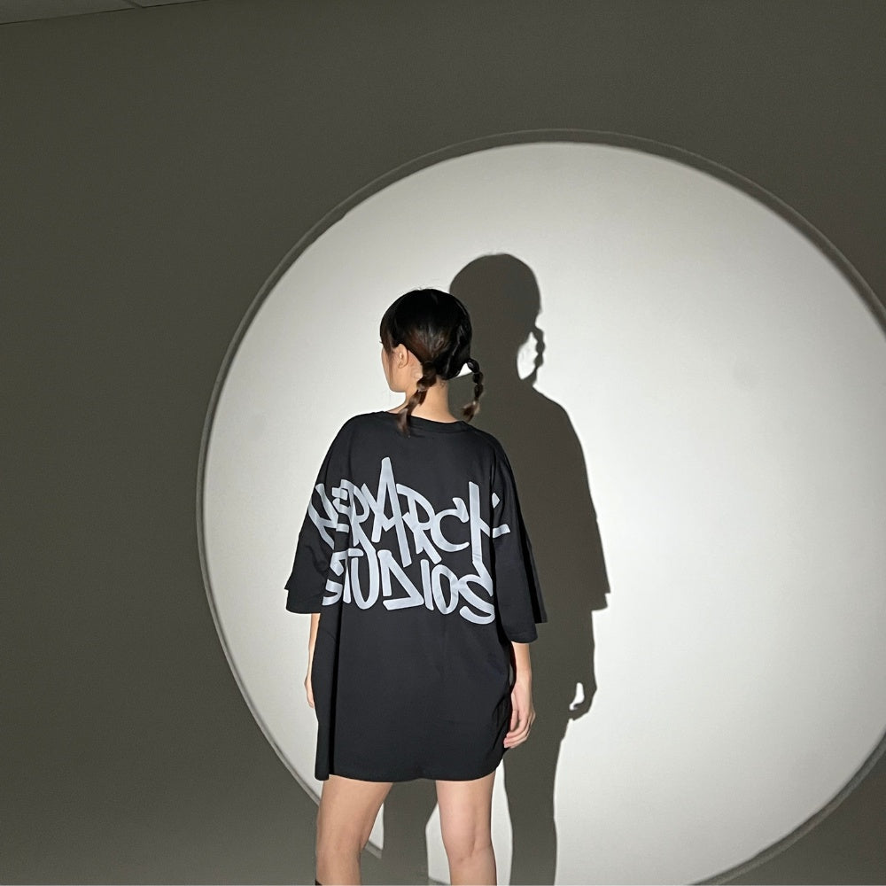 Graffiti Wide Logo Oversized T-Shirt Black