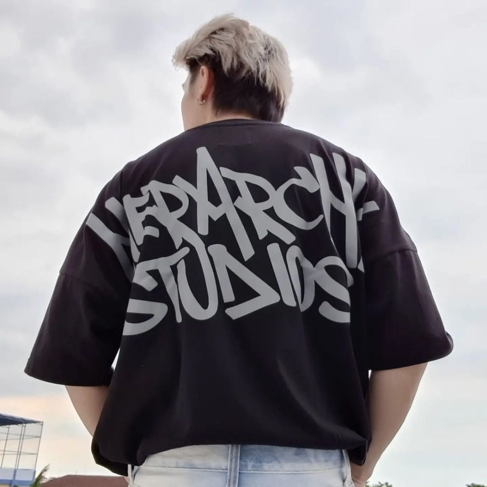 Graffiti Wide Logo Oversized T-Shirt Black