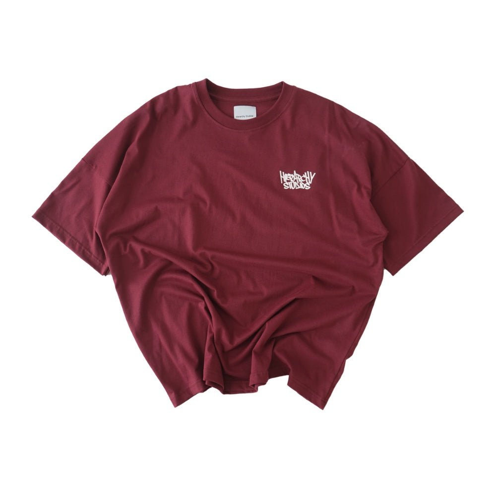Graffiti Wide Logo Oversized T-Shirt Maroon