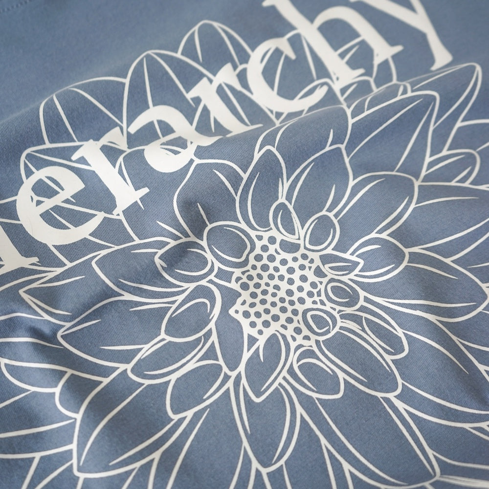 Flowers Dahlia Oversized T-Shirt Steel Blue