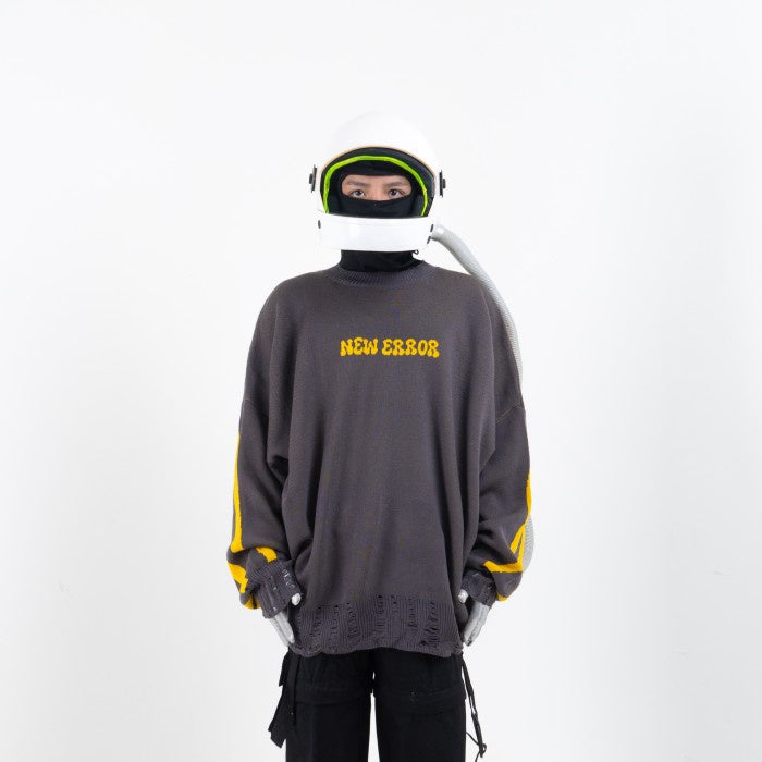 Grey Fluid Wide Oversized Knit Sweater