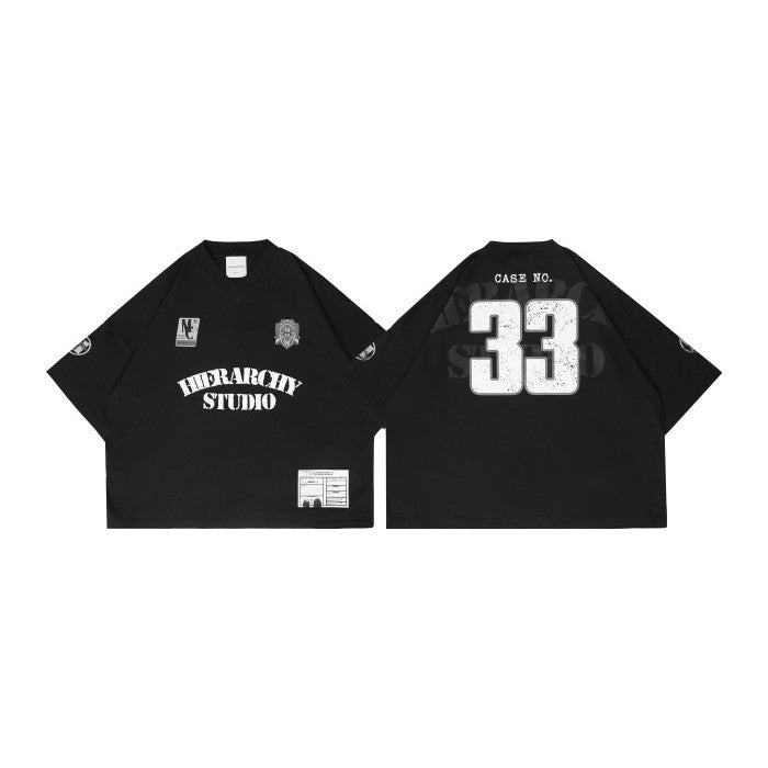 HIERARCHY STUDIOS Unsolved - Black Case 33 Rugby Boxy Oversized T-Shirt