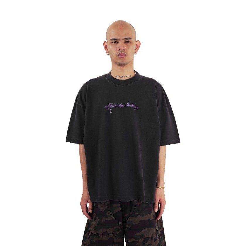 HIERARCHY STUDIOS Unsolved - Washed Black Fingerprint Boxy Oversized T-Shirt