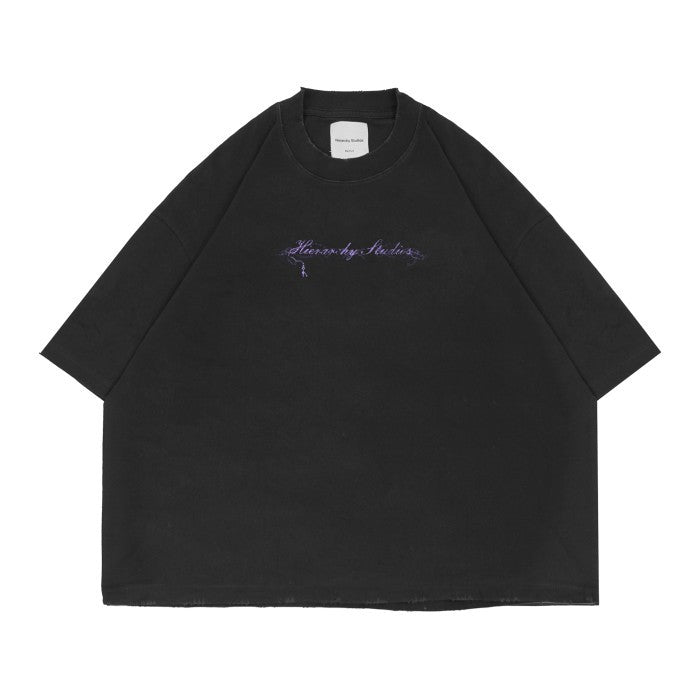 HIERARCHY STUDIOS Unsolved - Washed Black Fingerprint Boxy Oversized T-Shirt