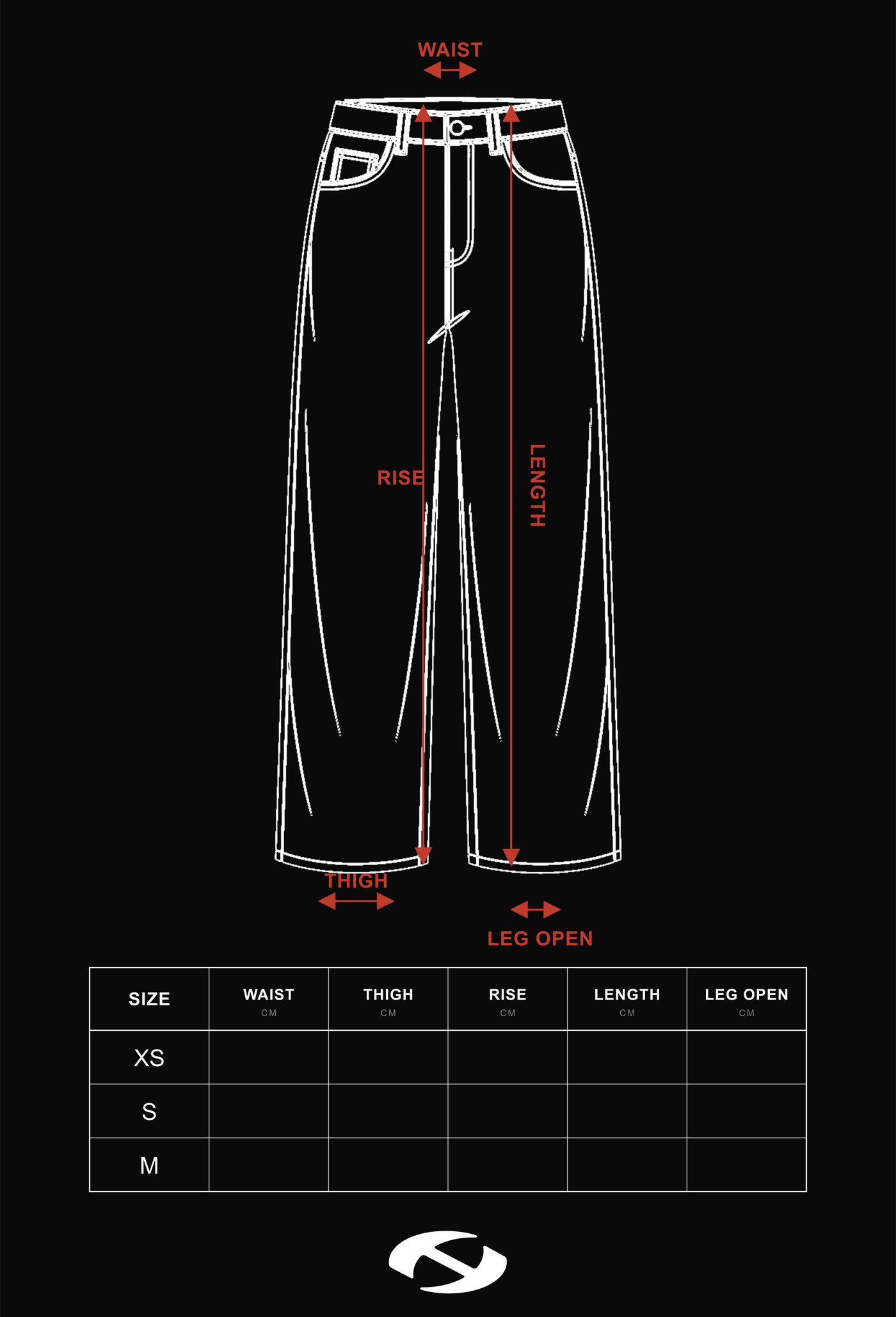 Size guide for Hierarchy Studios CR - Black City Residue Compression Shorts