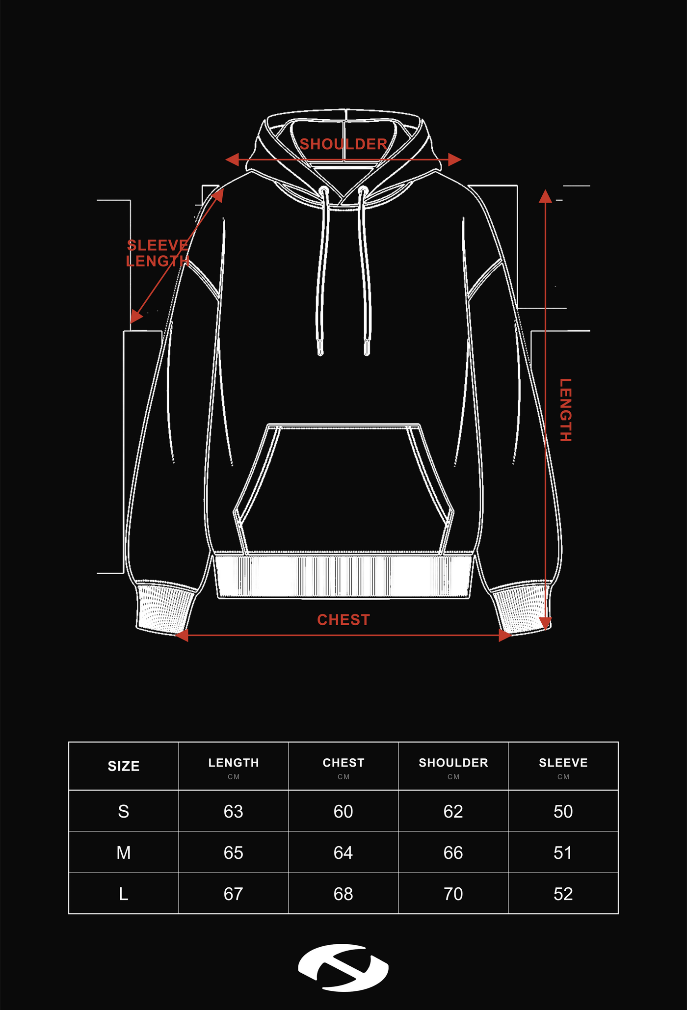 Size guide for New Error SpacePatch Oversized Hoodie Washed Black