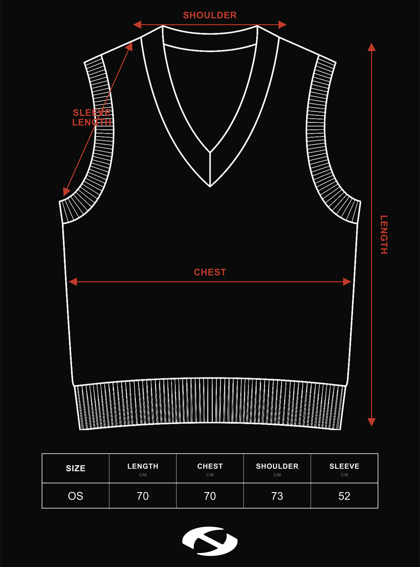 Size guide for White Vision Knit Vest