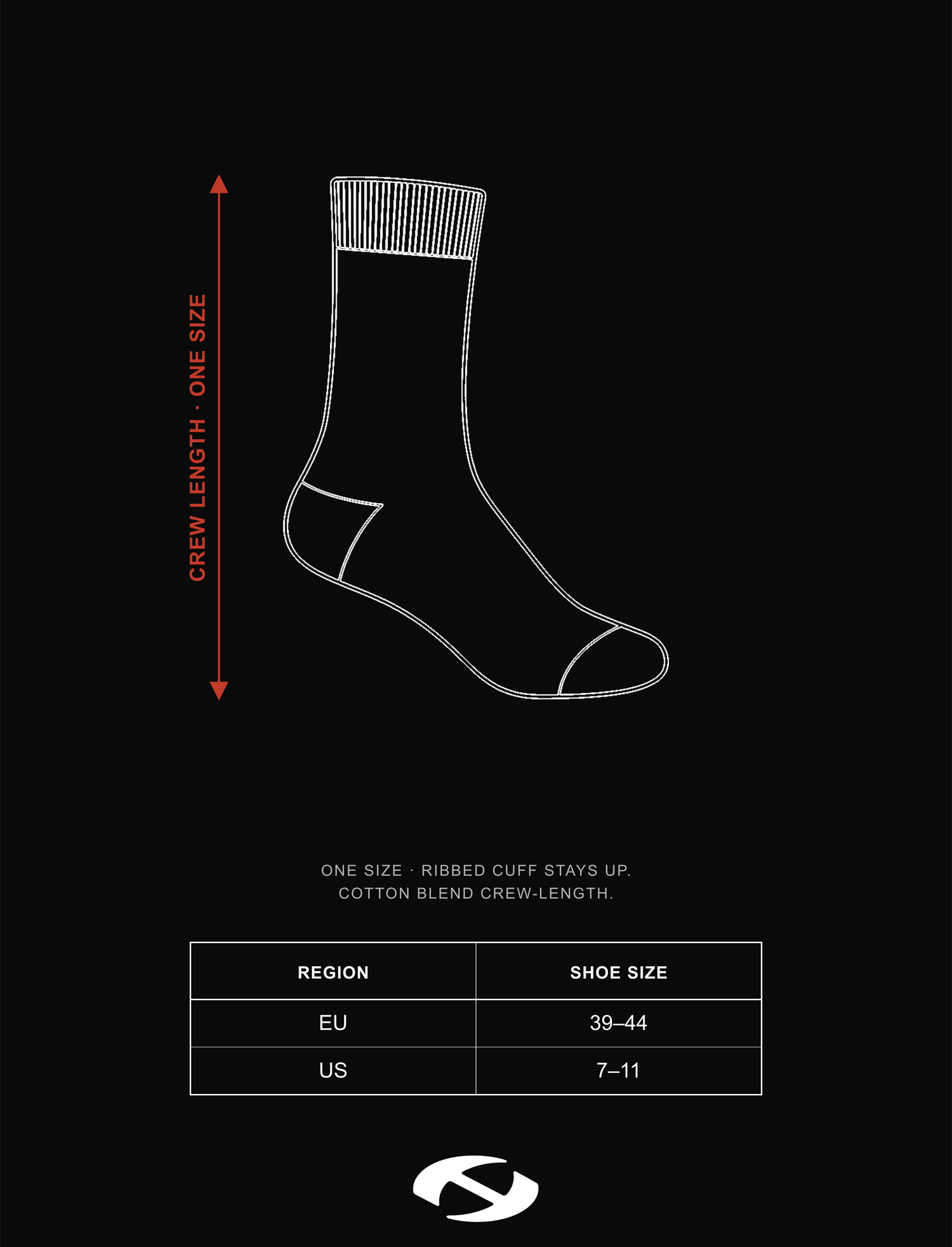 Size guide for Black Tribal Socks