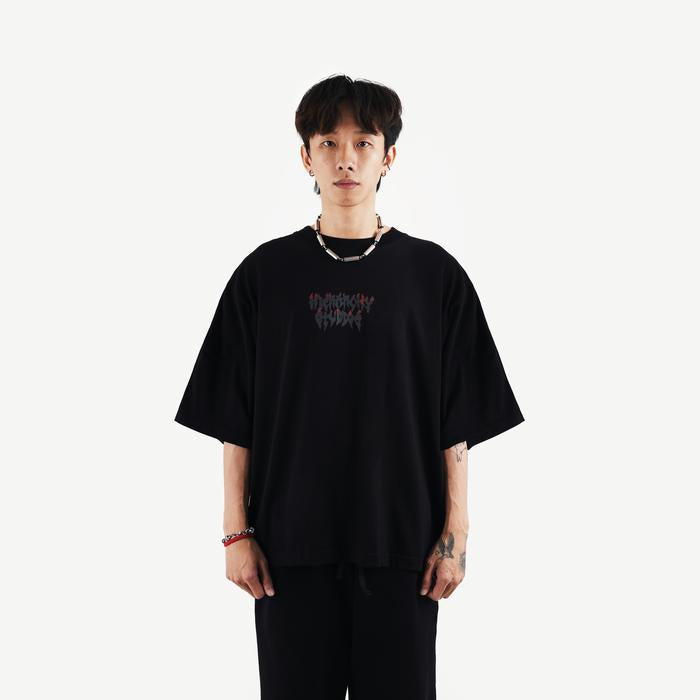 Black Burnout Wide Oversized T-Shirt