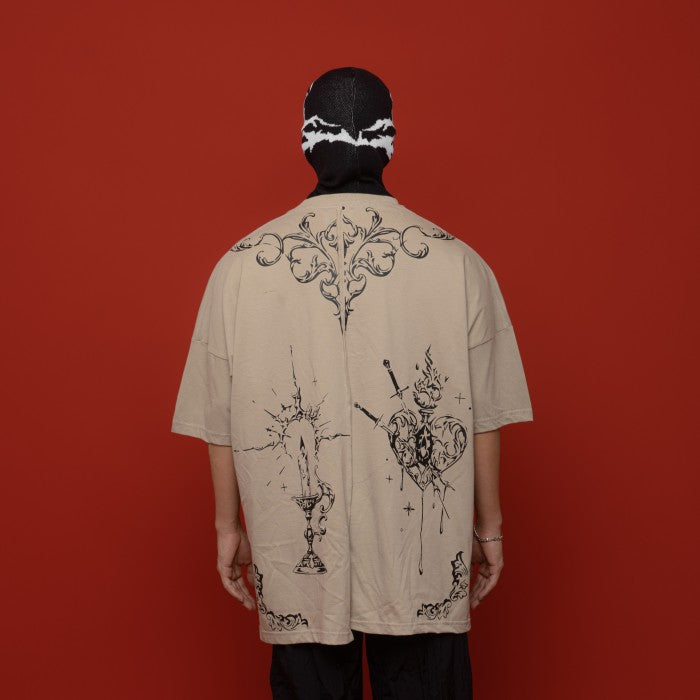 Khaki Light Heart Oversized T-Shirt