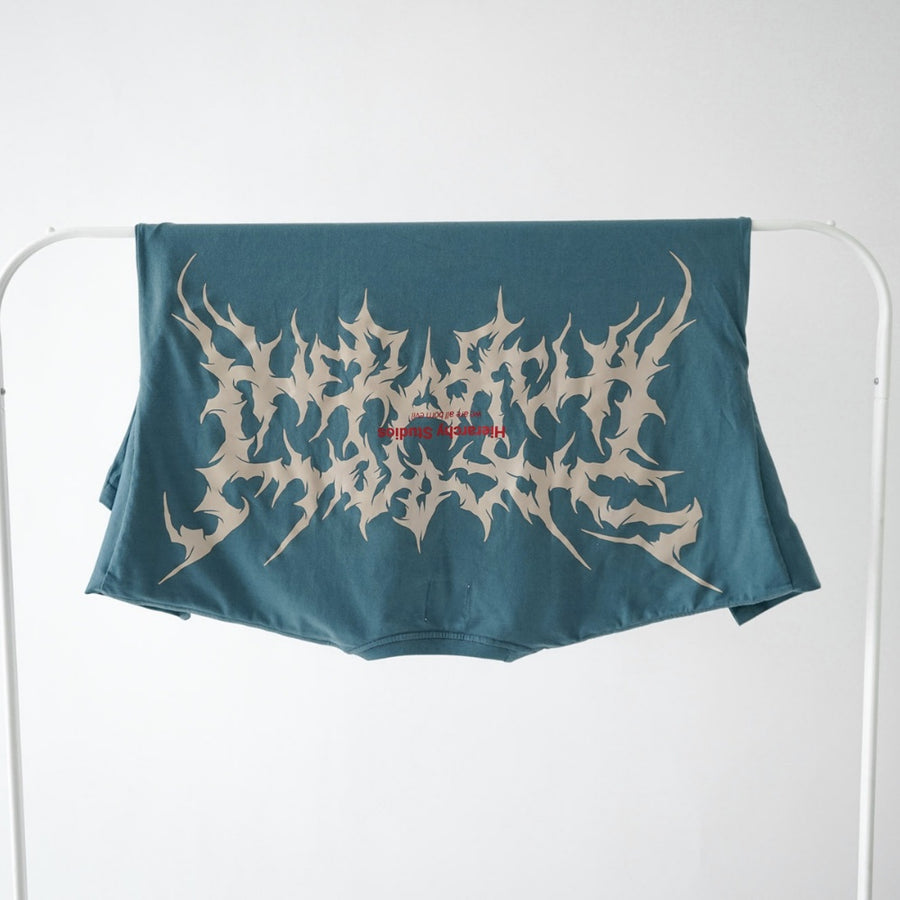 Wide Evil Logo Dusty Blue Oversized T-Shirt