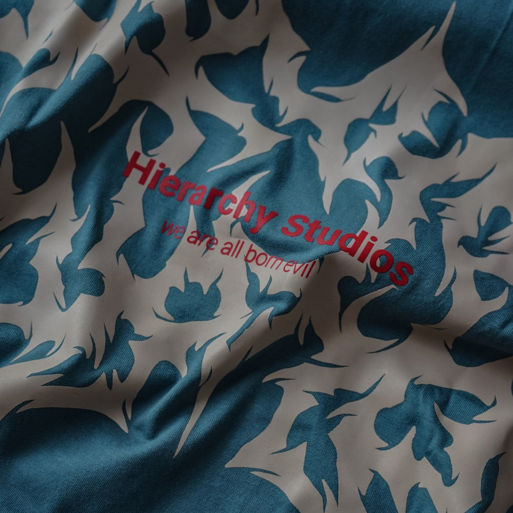 Wide Evil Logo Dusty Blue Oversized T-Shirt