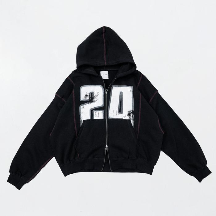 Black Triumph Boxy Wide Oversized Double Zipper Hoodie