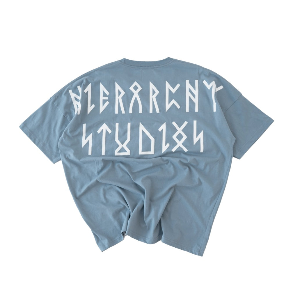 Runic Wide Logo Oversized T-Shirt Dusty Blue