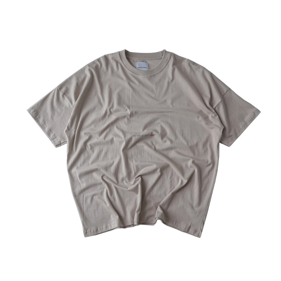 Wide Evil Logo Beige Oversized T-Shirt