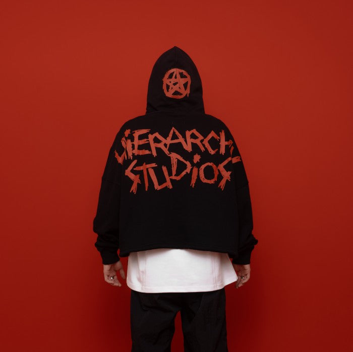 Black Spellcaster Crop Oversized Hoodie
