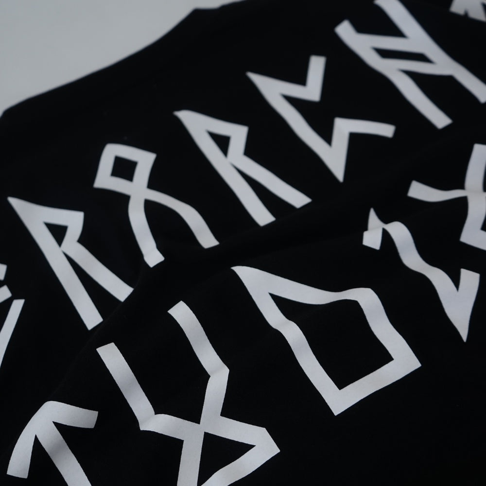 Runic Wide Logo Oversized T-Shirt Black