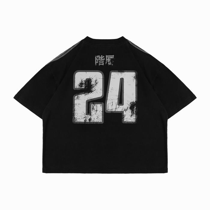 Black Four Stripes Boxy Oversized T-Shirt