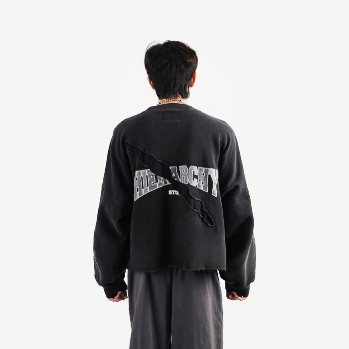 Washed Black Unchained Boxy Oversized Crewneck