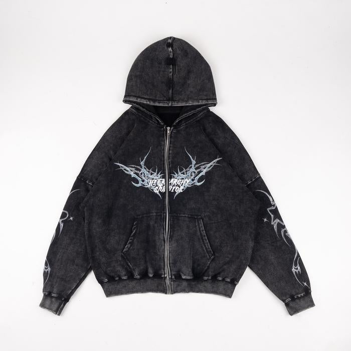Washed Black Verglass Wide Oversized Hoodie
