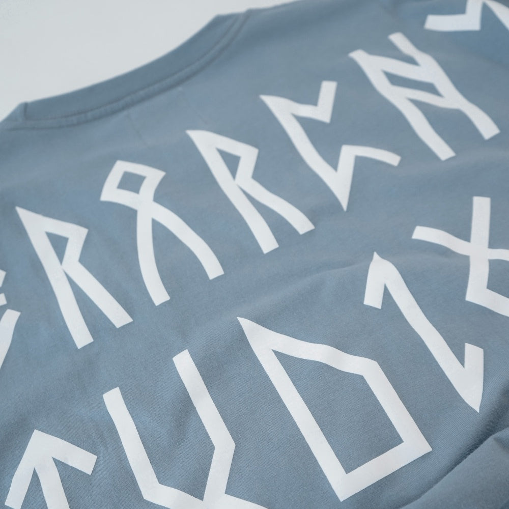 Runic Wide Logo Oversized T-Shirt Dusty Blue