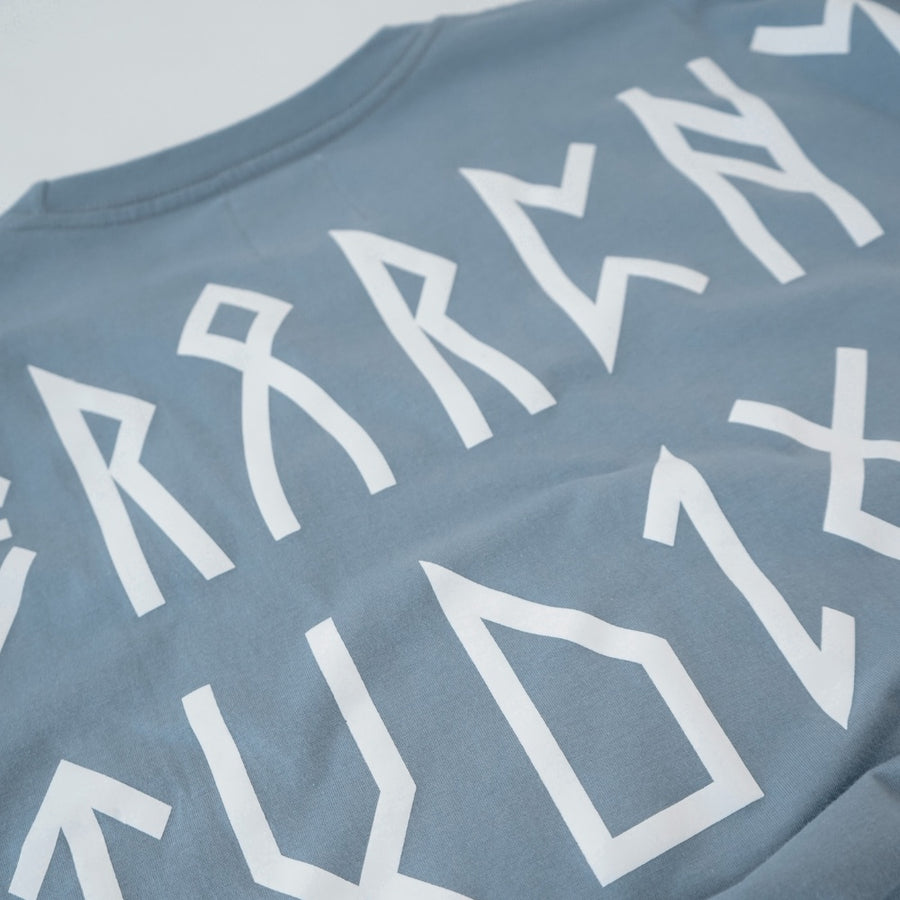 Runic Wide Logo Oversized T-Shirt Dusty Blue