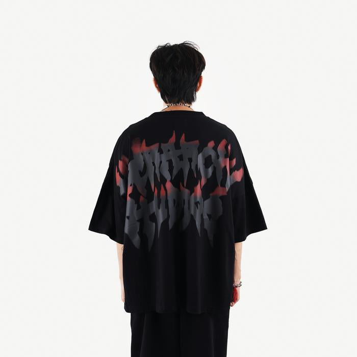 Black Burnout Wide Oversized T-Shirt
