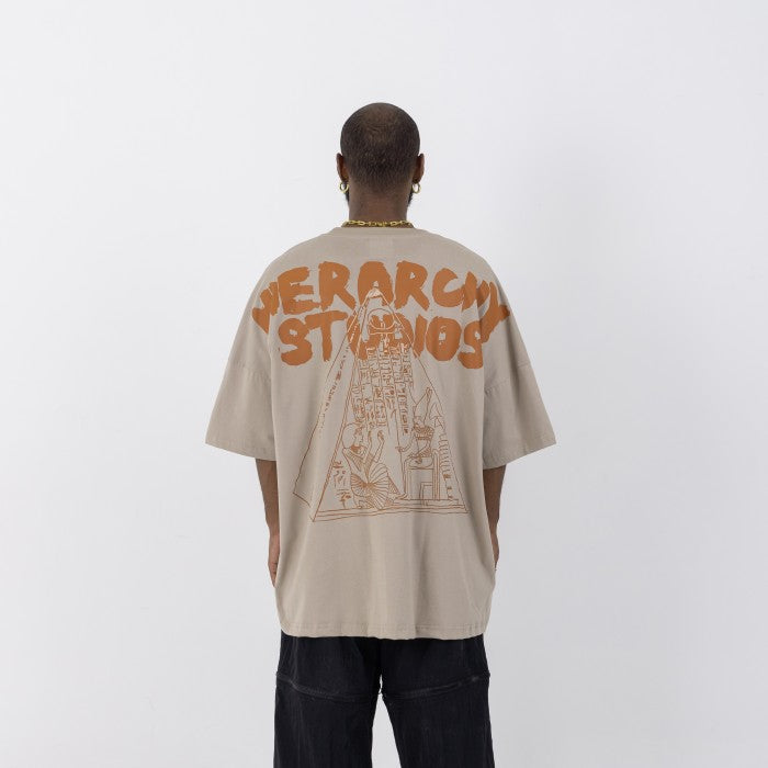 Beige Pyramid Wide Oversized T-Shirt