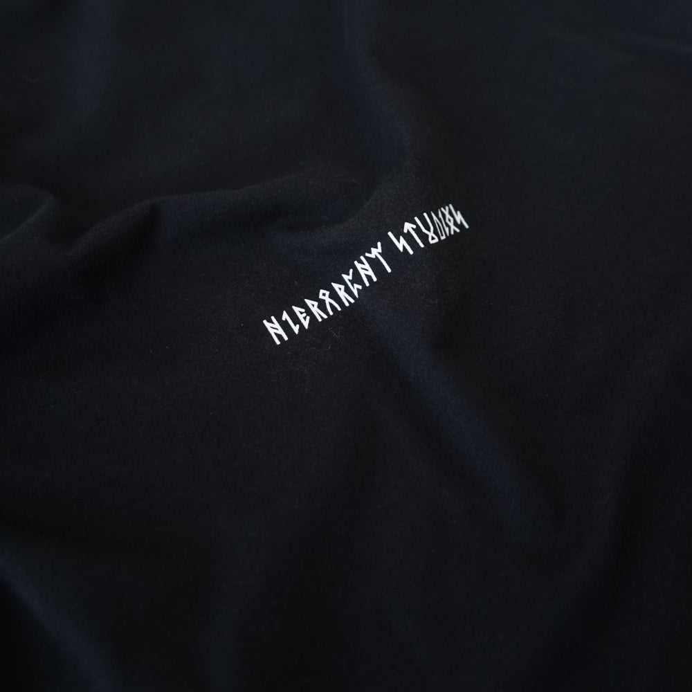 Runic Wide Logo Oversized T-Shirt Black