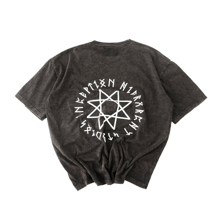 Runic Circle Oversized T-Shirt Washed Black