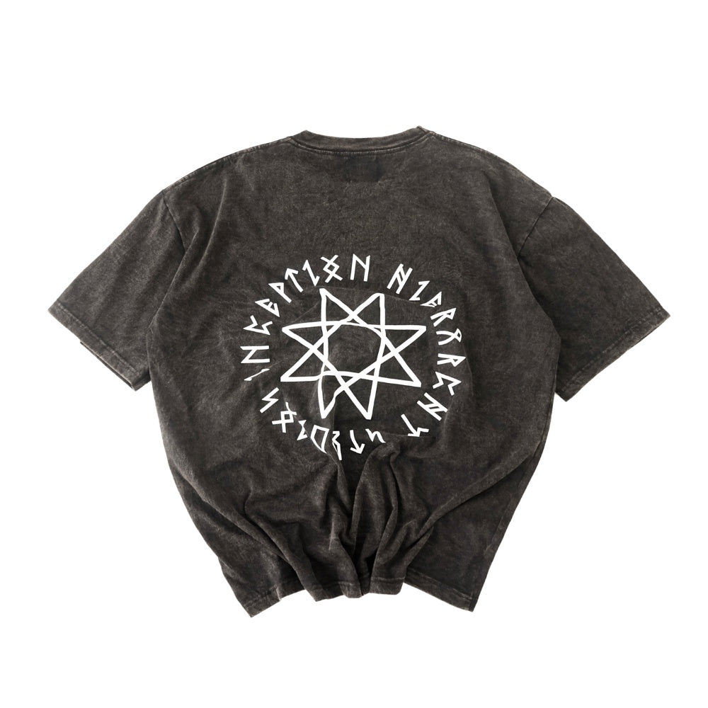 Runic Circle Oversized T-Shirt Washed Black