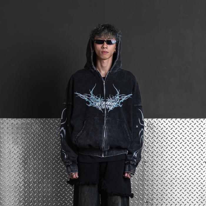 Washed Black Verglass Wide Oversized Hoodie