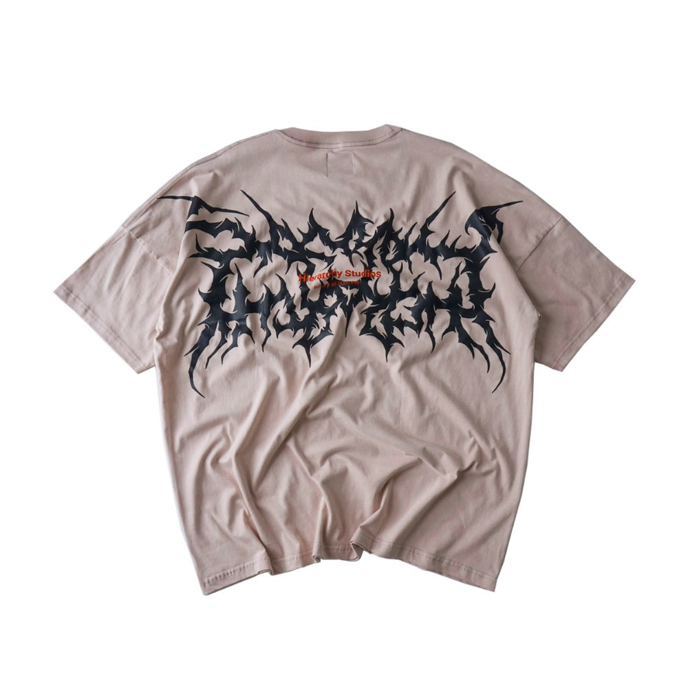 Wide Evil Logo Dusty Pink Oversized T-Shirt