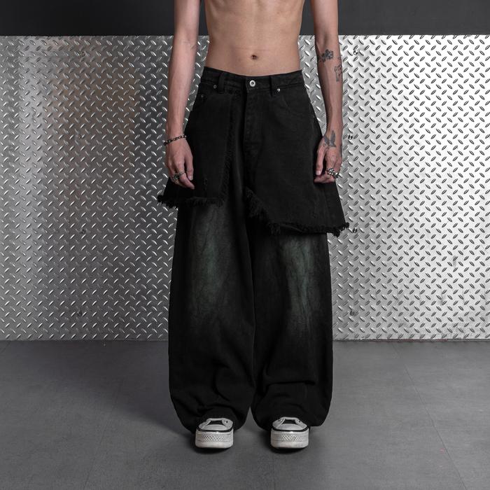 Black Denim Layered Jeans
