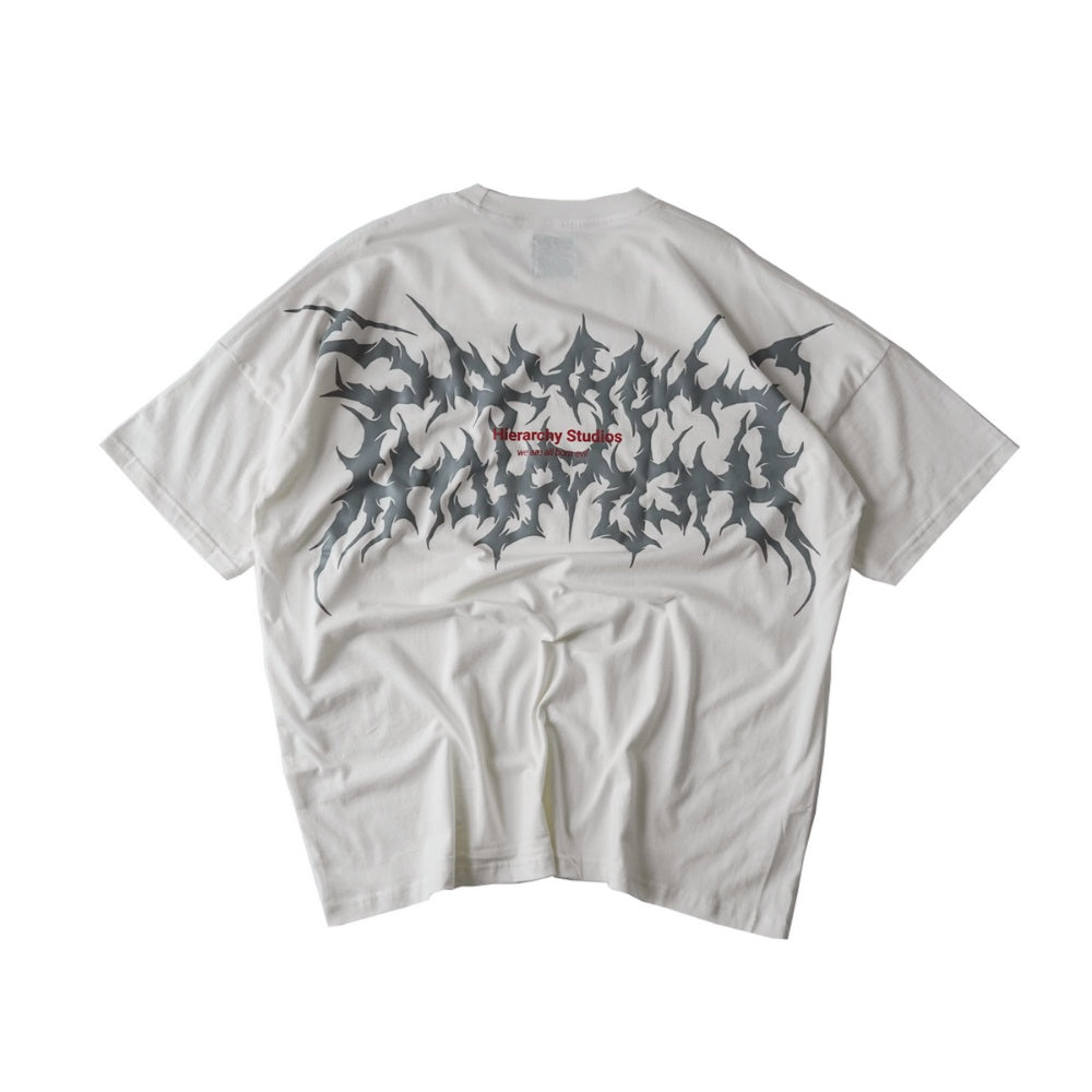 Wide Evil Logo Broken White Oversized T-Shirt