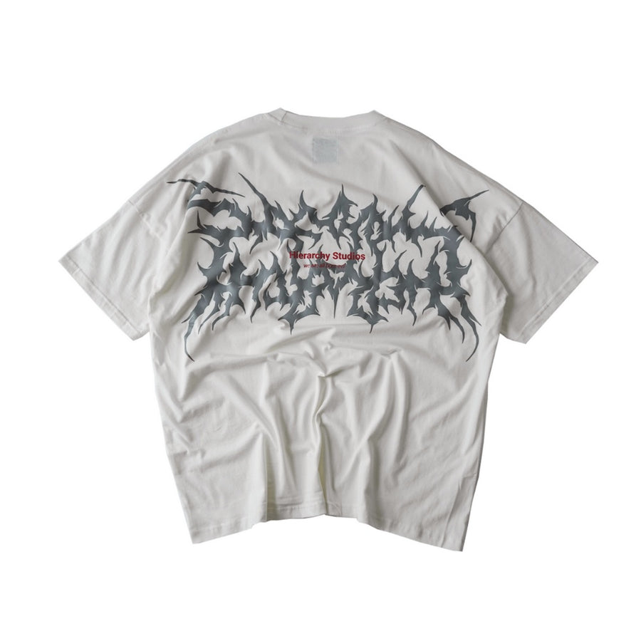 Wide Evil Logo Broken White Oversized T-Shirt