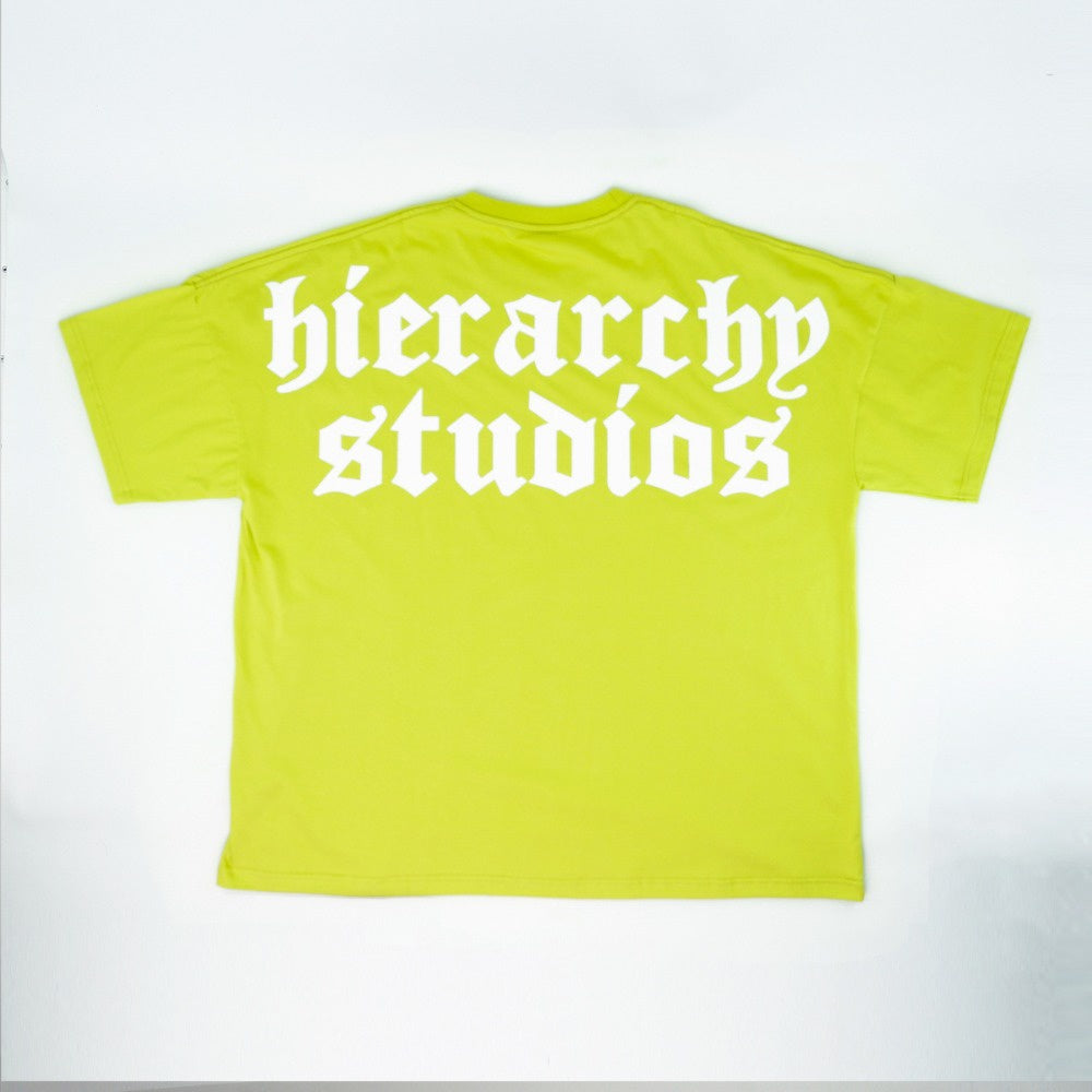 Hierarchy Studios - Lime Wide Logo Oversized T-shirt