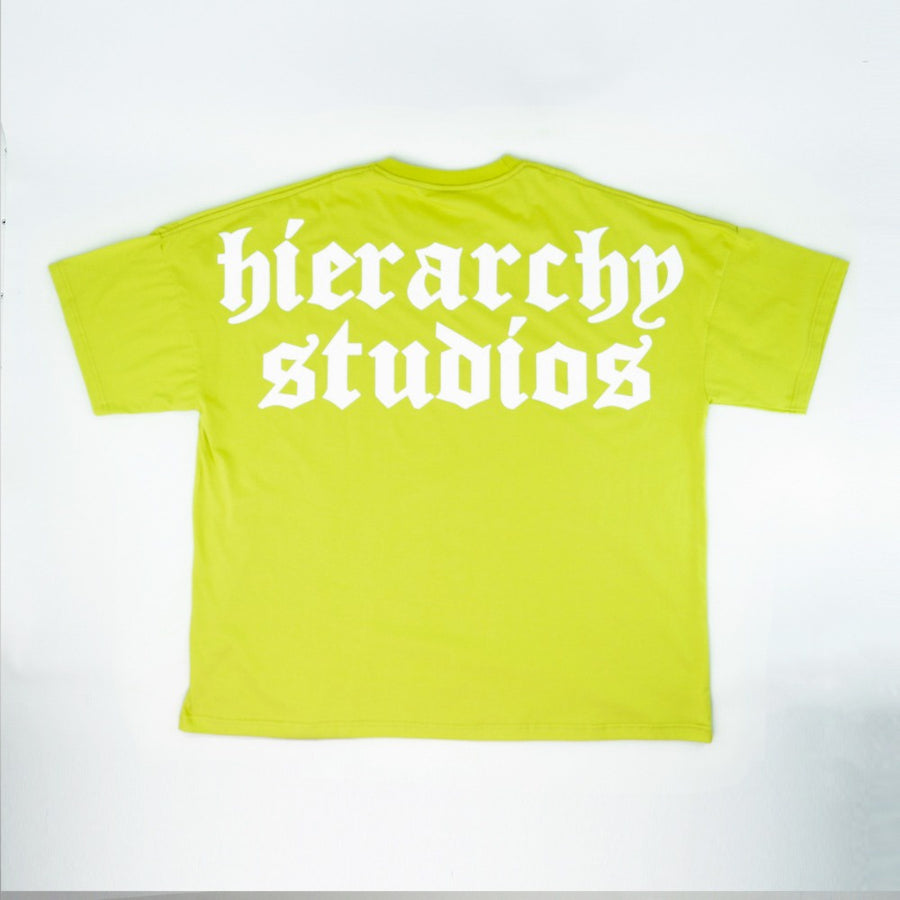 Hierarchy Studios - Lime Wide Logo Oversized T-shirt
