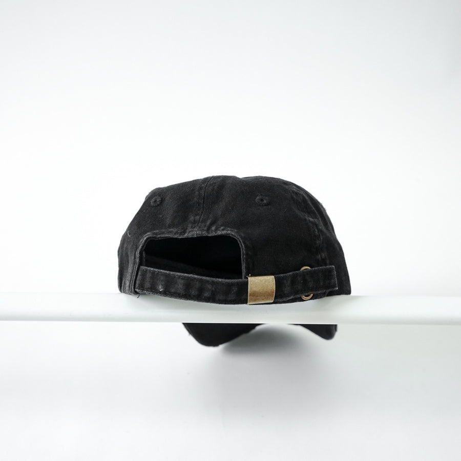 Distressed Black Wide Logo Baseball Cap