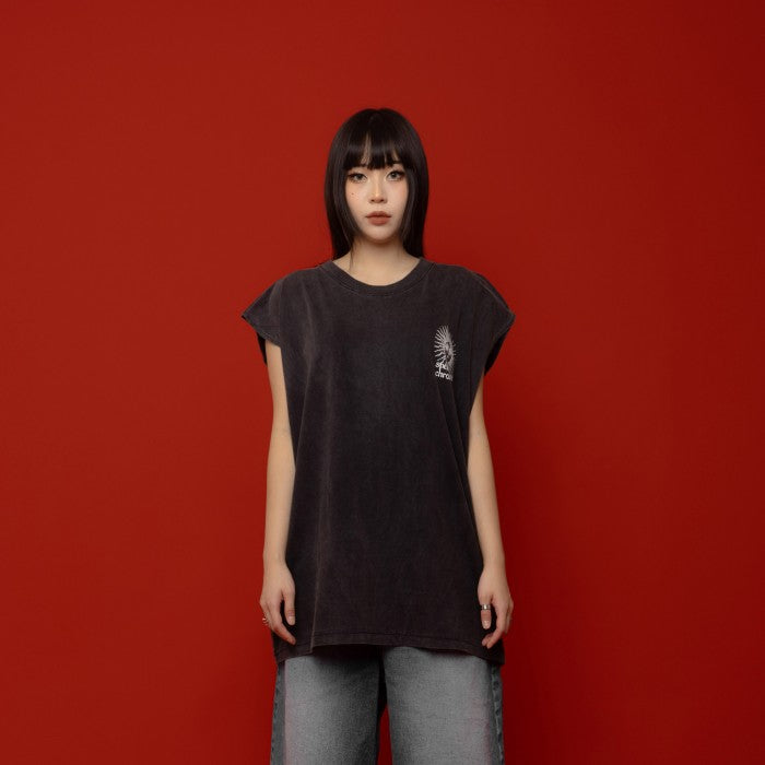 Washed Black Deity Oversized Sleeveless