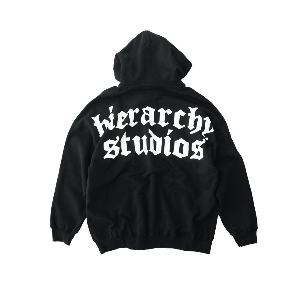 Black Wide Logo Oversized Hoodie