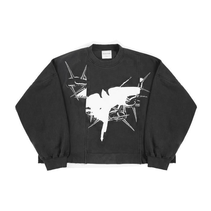 Washed Black Unchained Boxy Oversized Crewneck