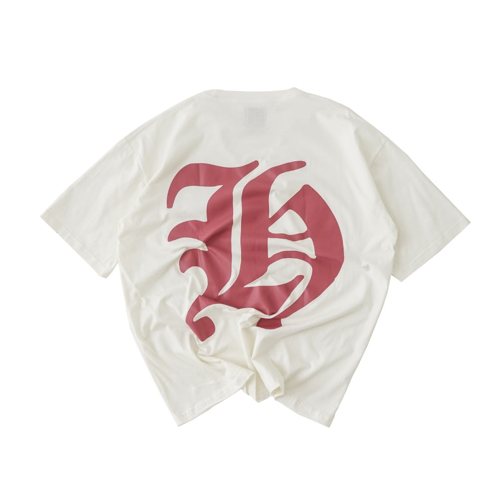 Gothic H Oversized T-Shirt Broken White