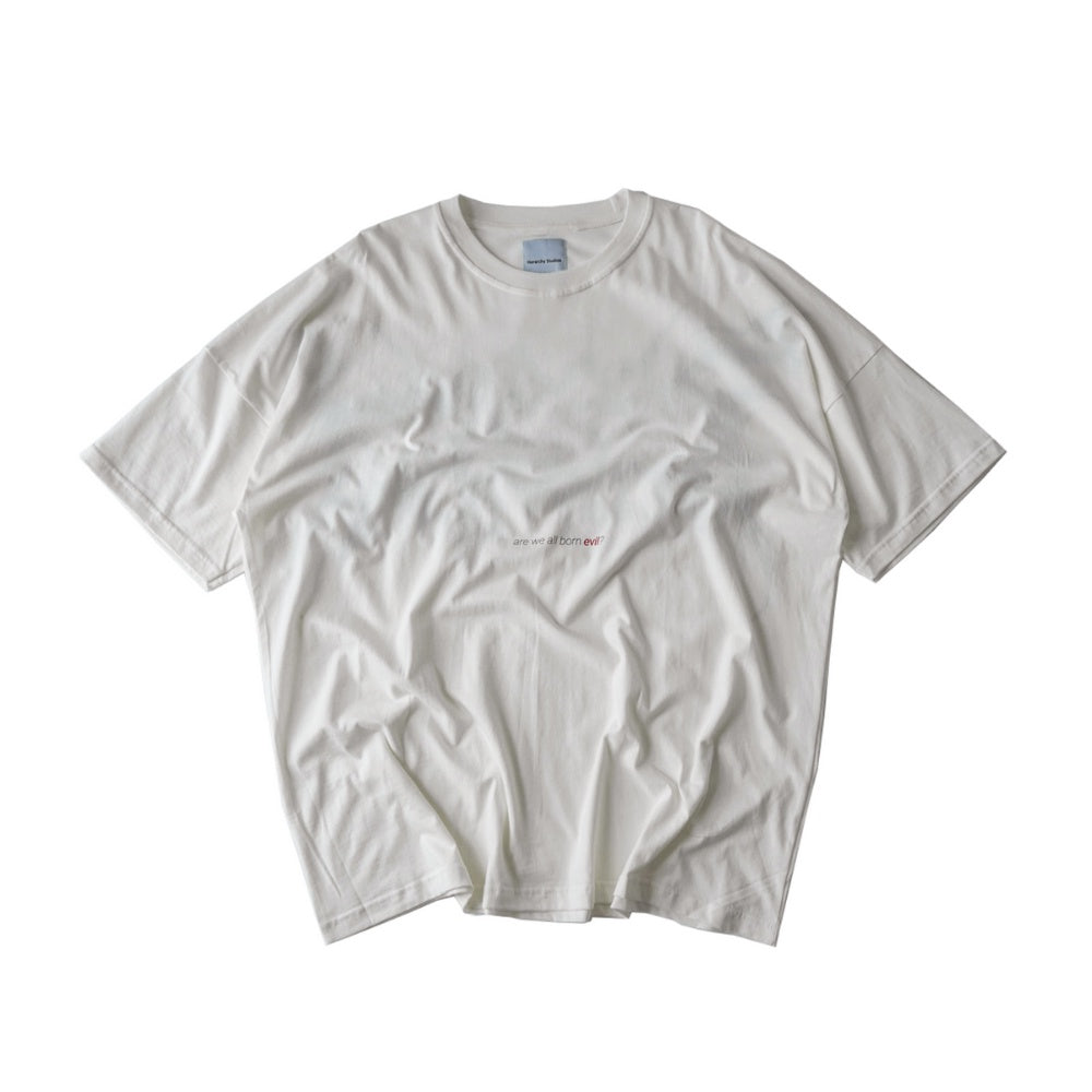 Wide Evil Logo Broken White Oversized T-Shirt