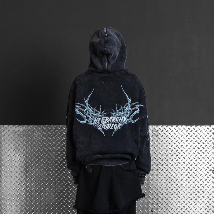Washed Black Verglass Wide Oversized Hoodie