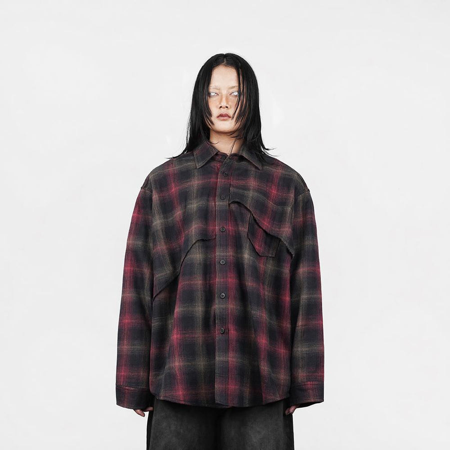 Red Flannel Not Equal Boxy Oversized Shirt