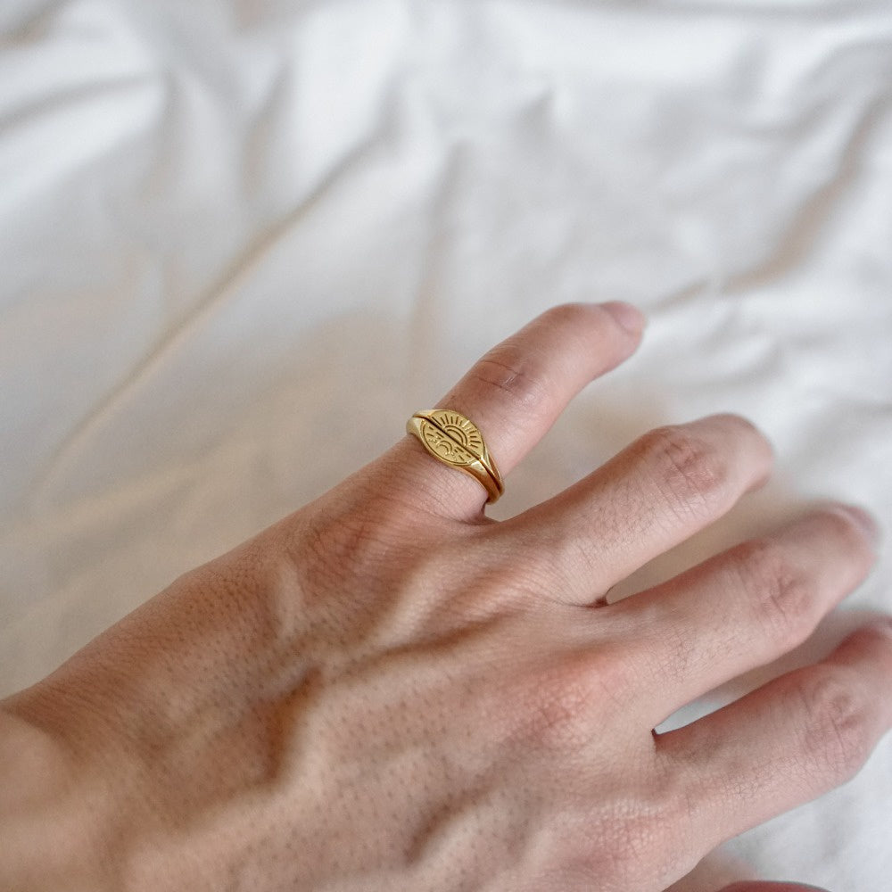 Half Sun Moon Couple Ring